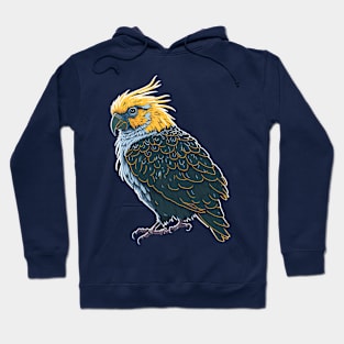 scary prehistoric cockatiel, vintage colors, high detail, vector sticker white outline, dark background, 12K, high quality, HD, octane render, vibrant colours Hoodie